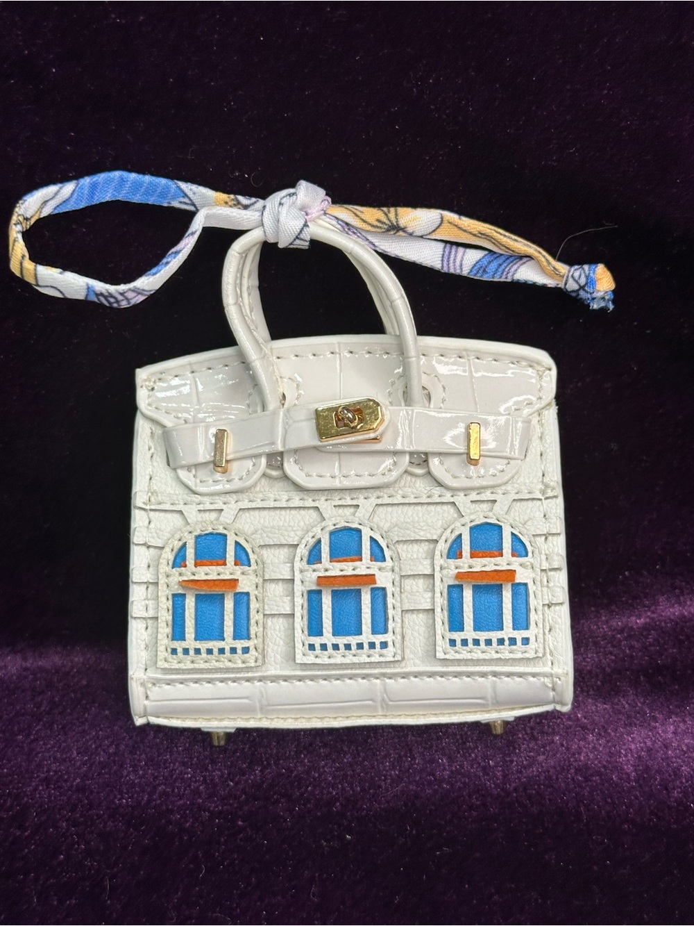 mini structured bag charm, scarf tie handle 🐥